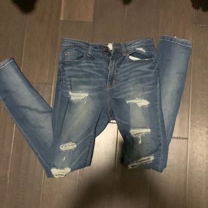 Frayed and ripped jeans